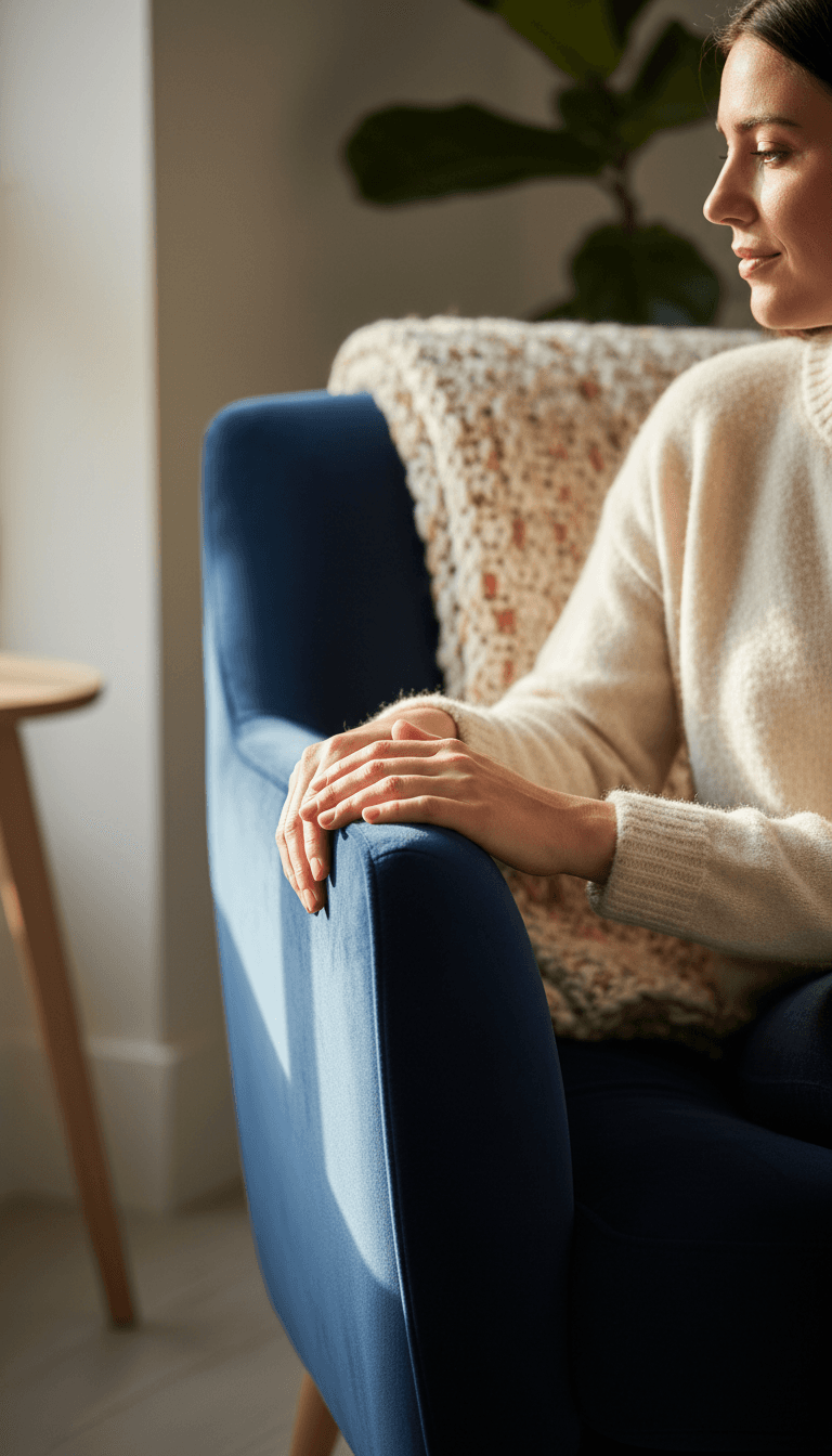 Soft throw blanket draped over an armchair